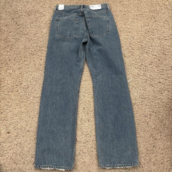 Agolde Kelly Jean Women 27 Blue Backdrop Distressed High-rise Straight Leg NWT - Picture 6 of 8